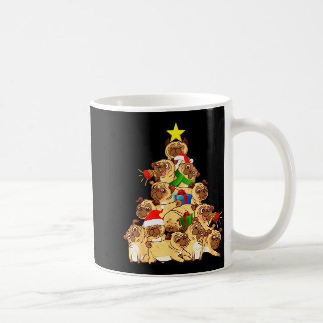 Pug Dogs Tree Christmas Sweater Xmas Pet Animal Do Kaffeetasse (Rechts)