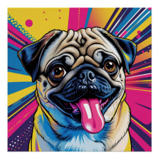 Pug em Pop Art 01 Poster