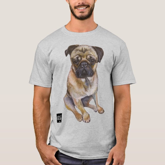 Pug Gaze T-Shirt – Chalk Art Style (Vorderseite)