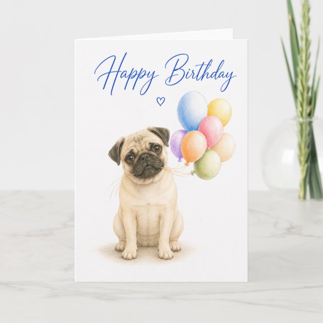 Pug-Geburtstag Karte (Vorderseite)