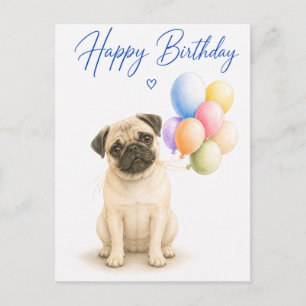 Pug-Geburtstag Postkarte
