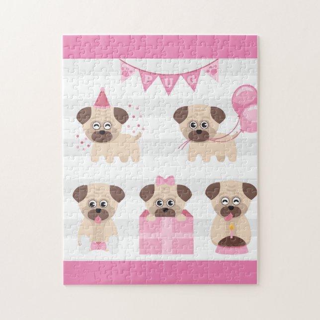 Pug-Geburtstagspackung Puzzle (Vertikal)