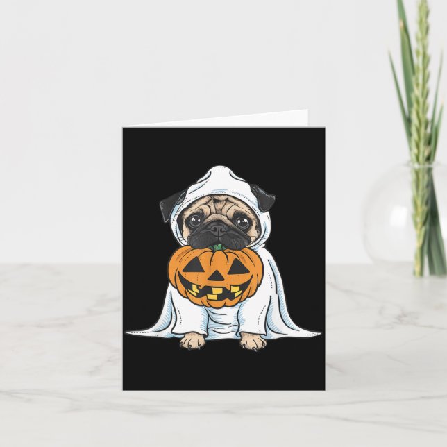 Pug Geist Hund Halloween Karte (Vorderseite)