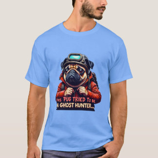 Pug-Geisterjäger-Halloween-T-Shirt – Süßer Hunde-L T-Shirt