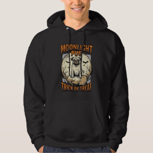Pug Halloween-Shirt mit Vintage-Engraving-Mond_1 Hoodie