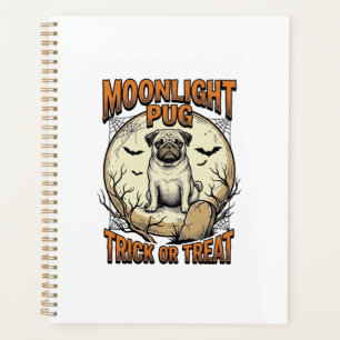 Pug-Halloween-Shirt mit Vintage-Prägung Mond_1 Planer