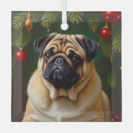 Pug Holiday Ornament Aus Glas