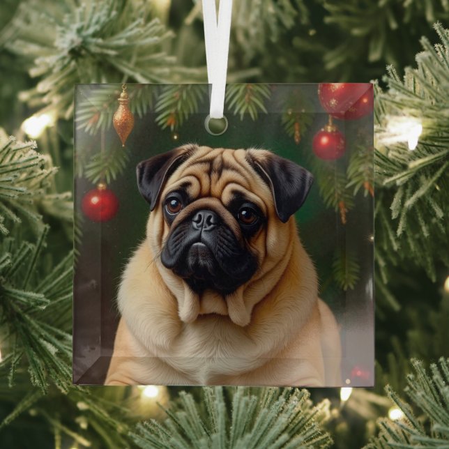 Pug Holiday  Ornament Aus Glas (Insitu)