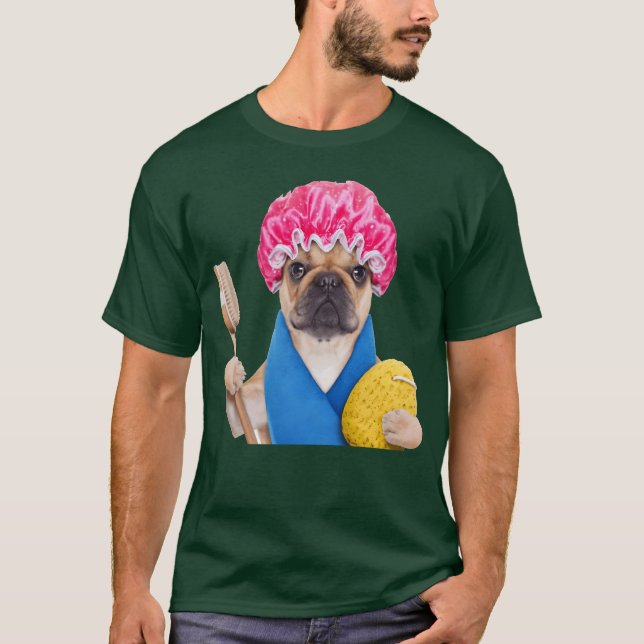Pug-Hund badet Tier T-Shirt (Vorderseite)