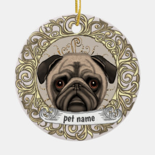 Pug-Hund-Liebesgedenken-Ornament Keramik Ornament