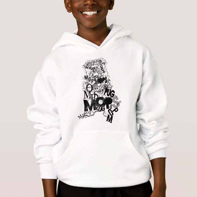 Pug-Hund-Typografie  Hoodie (Vorderseite)