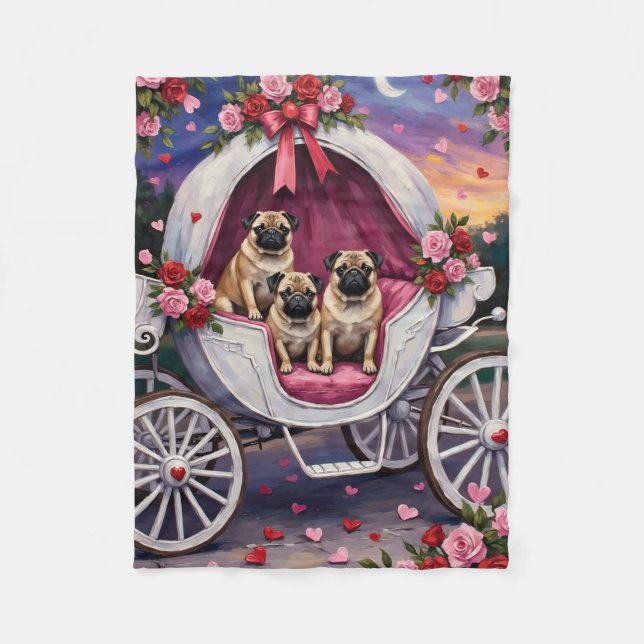 Pug Hund Valentinstag Fleecedecke (Vorderseite)