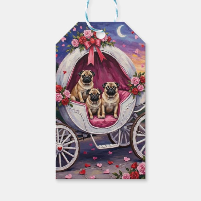 Pug Hund Valentinstag Geschenkanhänger (Vorderseite)