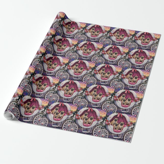 Pug Hund Valentinstag Geschenkpapier (Ungerollt)