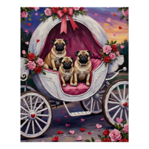 Pug Hund Valentinstag Poster