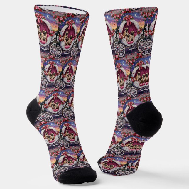 Pug Hund Valentinstag Socken (Gewinkelt)