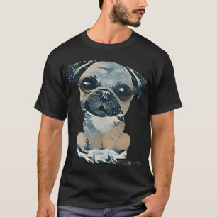 Pug-Hund X Great Wave Mashup - Originales Kunstwer T-Shirt