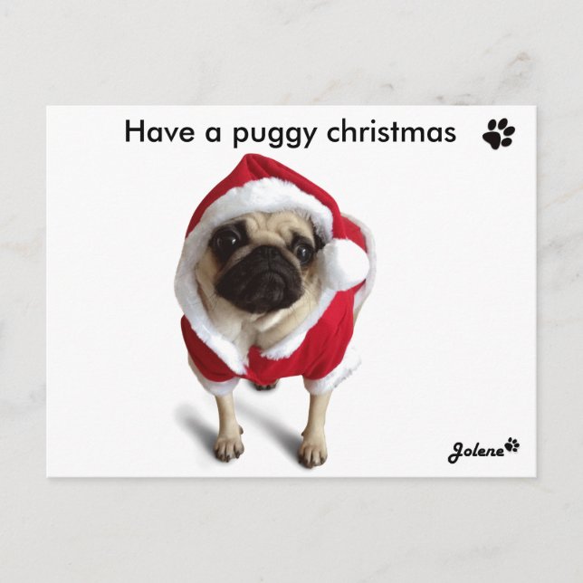 Pug Jolene kerstkaarten Feiertagspostkarte (Vorderseite)