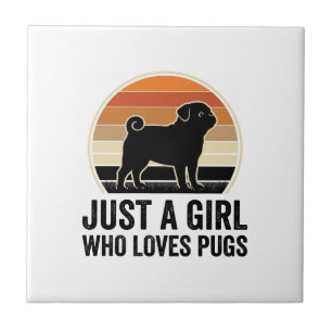 Pug-Liebhaber Vintage Nur ein Mädchen Hund Shirt D Fliese