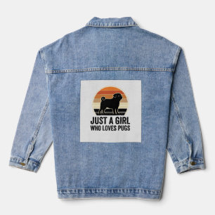 Pug Liebhaber Vintage Nur Ein Mädchen Hund Shirt D Jeansjacke