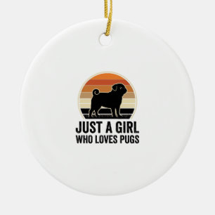 Pug Liebhaber Vintage Nur Ein Mädchen Hund Shirt D Keramik Ornament