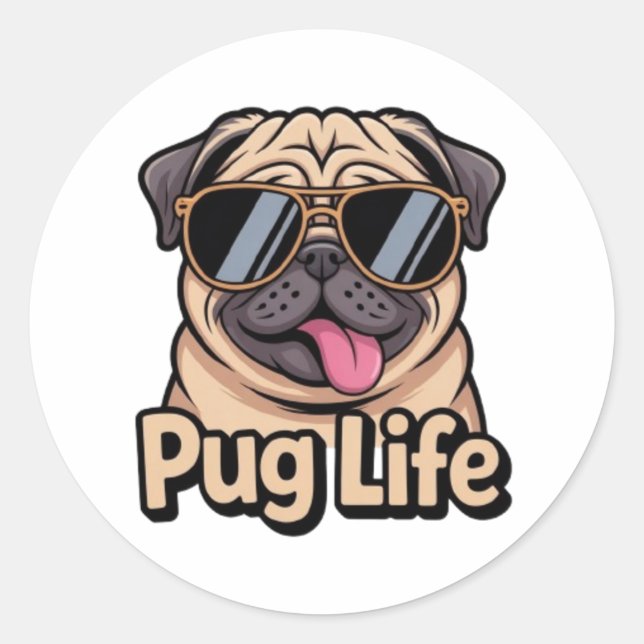 Pug Life Funny Pug Sunglasses Sticker Pug Lover Gi (Vorderseite)