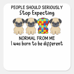 Pug Lover People Should Seriously Autism Awareness Quadratischer Aufkleber