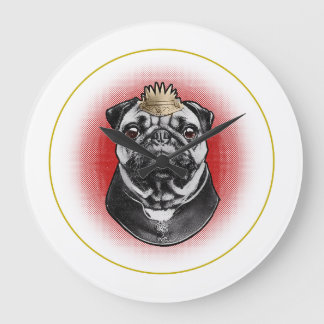 Pug Majestät Große Wanduhr