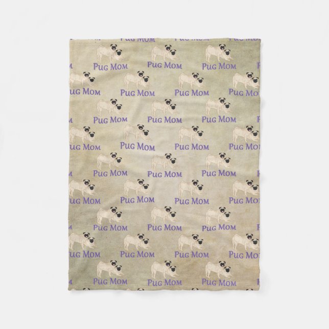 Pug-Mama-Muster Erdiges Hintergrunddesign Fleecedecke (Vorderseite)