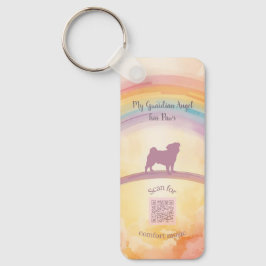 Pug Memorial Keychain with Music QR Code Schlüsselanhänger