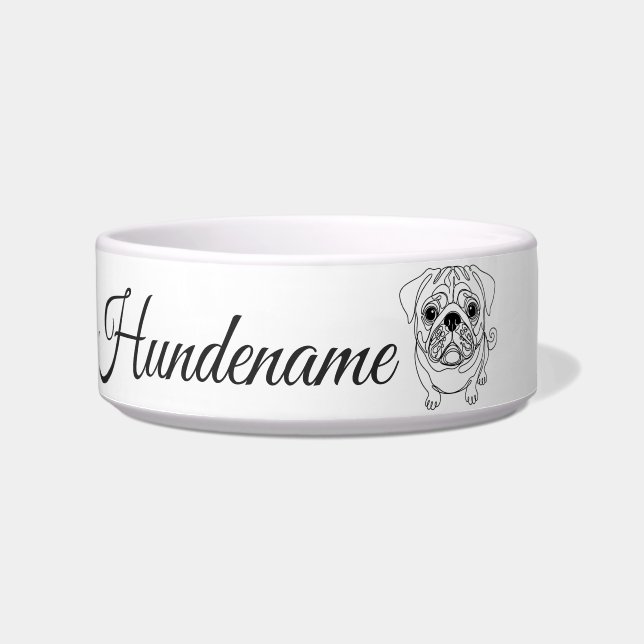 Pug Minimalist Line Art personalized bowl Napf (Vorderseite)