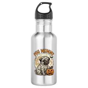 Pug-Mummy-Halloween-Vintage-Hunde-Shirt-Design_1 Edelstahlflasche