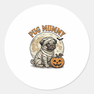 Pug-Mummy-Halloween-Vintage-Hunde-Shirt-Design_1 Runder Aufkleber