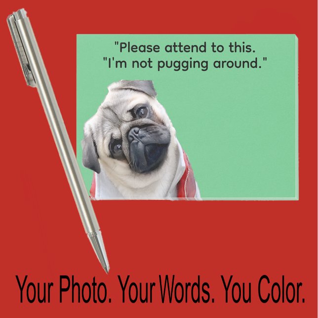 Pug or Your Dog Photo—Stocking Stuffer Cute Gift Post-it Klebezettel (Von Creator hochgeladen)