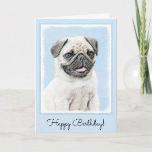 Pug Painting - Cute Original Dog Art Karte