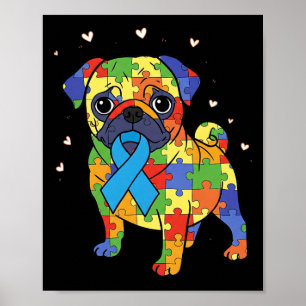 Pug Puzzle Autismus-Bewusstsein Autistischer Hund Poster