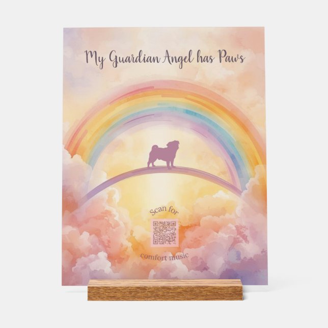 Pug Rainbow Bridge Acrylic Memorial Sign – Music Acrylschild (Vorderseite)