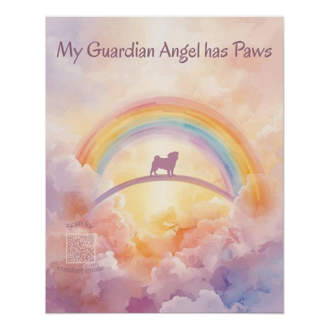Pug Rainbow Bridge Memorial Art Print QR Music Poster (Vorderseite)