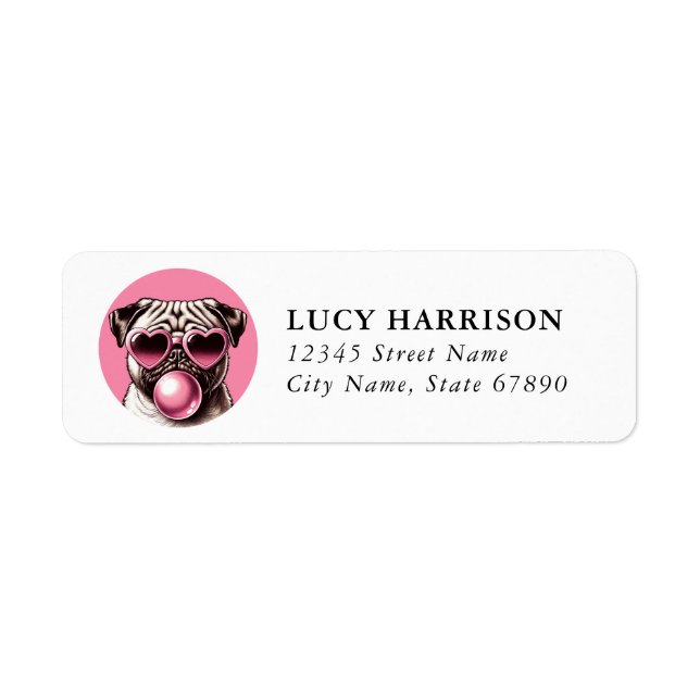 Pug Return Address Labels (Vorne)