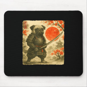 Pug Samurai Japanischer Krieger Kostüm Sumi-e Kuns Mousepad