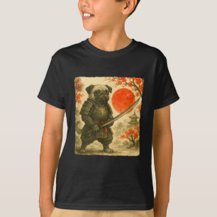 Pug Samurai Japanischer Krieger Kostüm Sumi-e Kuns T-Shirt