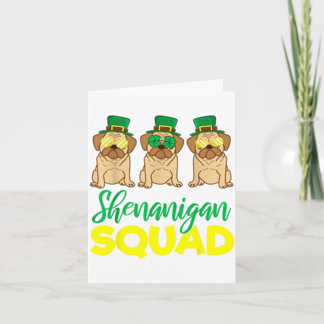 Pug Squad Funny Lucky St Patricks Day 2020 Team Gr Karte (Vorderseite)