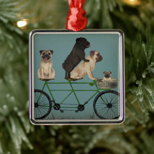Pug Tandem Ornament Aus Metall