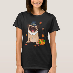 Pug Thanksgiving-Kostüm Pilger Truthahn Männer Fra T-Shirt