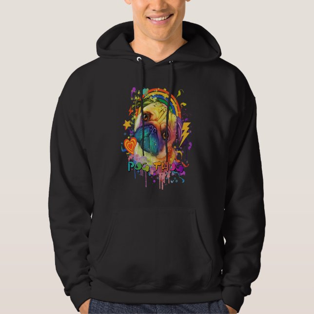 Pug Thug Dutch Bulldog Animal Pun Pug Owner Animal Hoodie (Vorderseite)