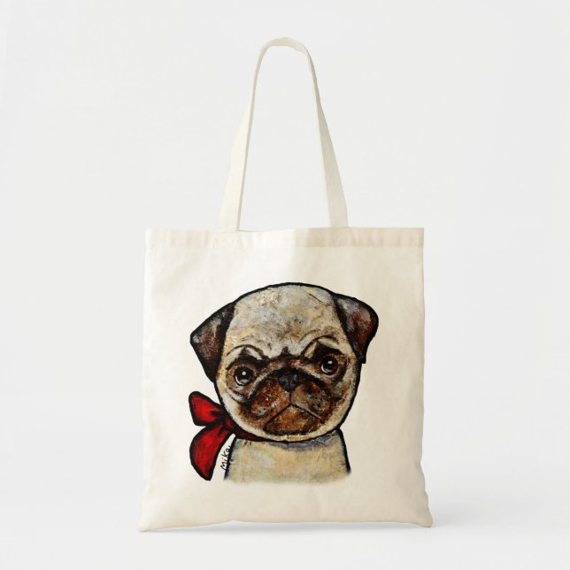 Pug tote bag Cute pug grocery bag pug lover bag Tragetasche (Vorne)