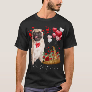 Pug Valentinstag Herz Hunde Liebhaber Jungen Männe T-Shirt
