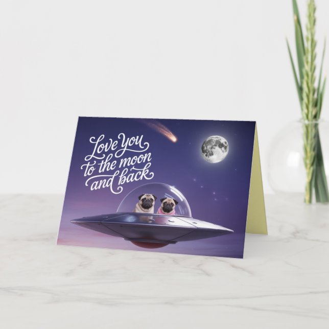 Pug Valentinstagskarte Feiertagskarte (Vorderseite)