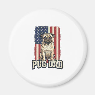 Pug-Vater patriotisches Vintage-Gravur-Hunde-Shirt Magnet