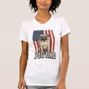 Pug-Vater patriotisches Vintage-Gravur-Hunde-Shirt T-Shirt